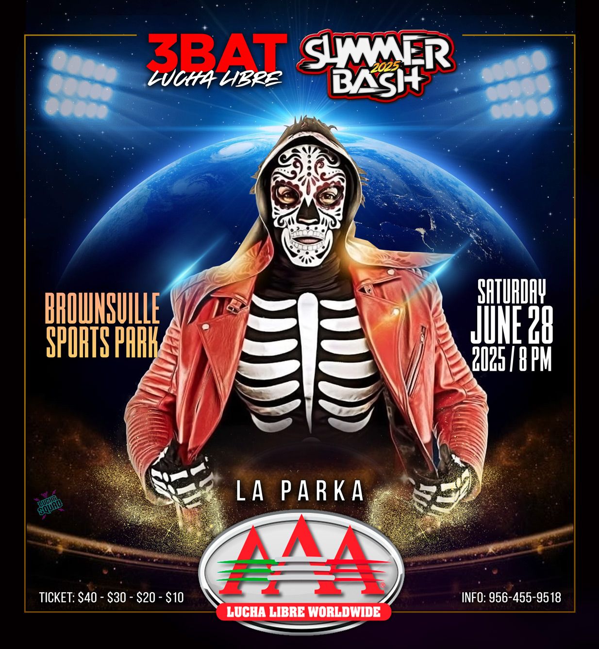 La Parka makes his US Debut at Summer Bash 2025, Saturday, June 28th, at the Brownsville Sports Park in Brownsville, TX!